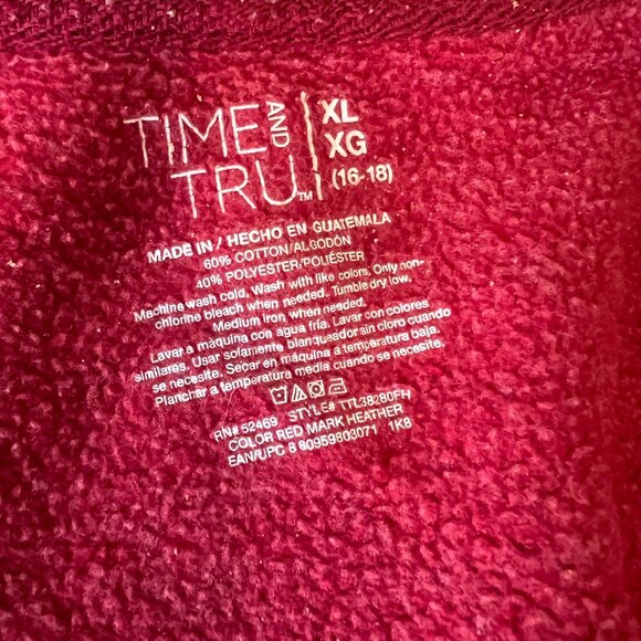 Women's red fleece zip up hoodie - Picture 3 of 4